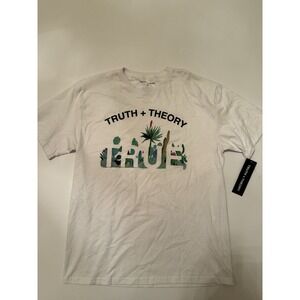 Truth + Theory Men Medium T-Shirt White Desert Cactus 100% Cotton Tee Top NWT